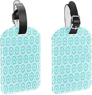 [WOSHJIUK] Luggage Tags,2 Pack Labels Suitcase Tags,Swirl Green Floral,Luggage Tags Privacy Protection Travel Bag Tag
