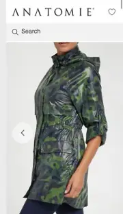 $328 ANATOMIE Printed Ramona Windbreaker Jacket Cheetahflage/Army Green high-end