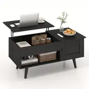 Giantex Lift Top Coffee Table Living Room Table w/Open Shelf Home Office Center Table Rustic Black