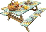 Picnic Bench Covers | Waterproof Camping Tablecloth,72x30 Inch Fitted Tablecloth for 6 Foot Table