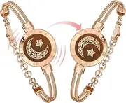TOTWOO Long Distance Touch Bracelets(Moon&Moon),Vibration & Light up for Love Couples Bracelets | Long Distance Relationship Gifts for Mother and Daughter Smart Jewelry, One Size, Stainless Steel,