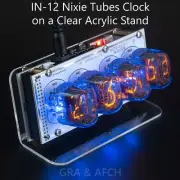 Nixie Tubes Clock IN-12 on Acrylic Stand with Sockets 12/24H 4 Tubes WHITE