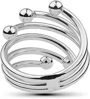BDSM Spiral Stainless Steel Penis Sleeve Penis Ring Metal Cock Rings Foreskin Restraint Rings Pennis with Beads Chastity Rings Glans Sleeve Sex Toys for Men(Silver Silber,B)
