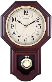 [YUNTIMESS] Chiming Wall Clock with Pendulum - Pendulum Wall Clock with Westminster Chimes&Strike Clock, Battery Operated, Faux Wood Pendulum Clock for Living Room, Office, Home Decor & Gift