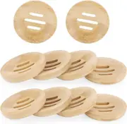 10 Pack Round Bamboo Soap Dish, 80mm Diameter Natural Wooden Bamboo Soap Dish, Wood Soap Rack Holder for Kitchen, Bathroom