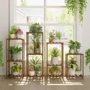 4 Sets of Package Plant Stands Indoor Combo Plant Shelves Outdoor Wooden Plant R