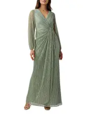 Adrianna Papell Metallic Faux Wrap Gown