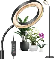LED Full Spectrum Floor Grow Light, Black Ring Plant Light with Stand, 3/9/12H T