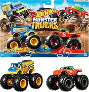 [Hot Wheels] Monster Trucks Demolition Doubles, Set of 2 Toy Monster Trucks in 1:64 Scale (Styles May Vary)