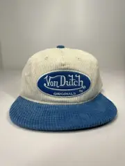 VON DUTCH Originals cap hat corduroy blue beige snapback adjustable OSFM