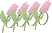 Hoement 4pcs Tulip Napkin Rings Holder Napkins Ring Cream Serviette Clasp Party Key Rustic Serviette Decorative Wedding Decor Dining Room Table Decor Alloy