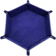 zolyet Dice Tray Folding Dice Rolling Tray with PU Outer Velvet Lining Holder Storage Box for Table Games Metal Dice Royal Blue