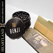 Benji Premium 2.5" 63mm Aluminum Tobacco Herb Spice Grinder and Rolling Papers