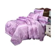 Purple Jacquard Floral Duvet Set King Size