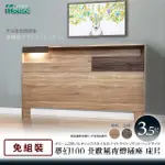 【IHOUSE】夢幻100 北歐風夜燈插座 床片-單大3.5尺