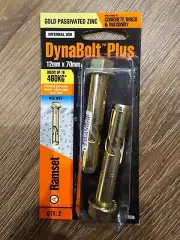 Ramset 12 x 70mm DynaBolt Plus Hex Bolt - 2 Pack - America Brand