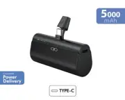 Powerbank 5000mAh USB-C PD Integrated Connector Black