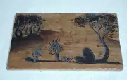 Vintage Authentic Australian Aboriginal Traditional Arts Painted on Bark Board A
