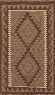 Geometric Reversible Kelim Kilim Rugs Flatweave Tribal Wool Carpet 3x4 ft