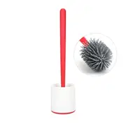 Toilet Brush and Holder Set TPR Silicone Brush Built-in Tweezers Bathroom Clean
