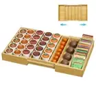Coffee Pod Holder Drawer, Bamboo K Cup Holder Compatible with Nespresso Vertu...