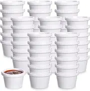 Lallisa 48 Pcs Sauce Cups 1.5oz Ramekins Smooth Round Ramekin Small Condiment Cups Dipping Sauce Bowls for Daily Meals Catering Kitchen Restaurant Party(White)