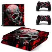 Skull Red Decal Cover Skin Sticker For PS4 PlayStation4 Console 2 Controller