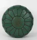NEW Moroccan Grain Leather Pouf Pouffe Ottoman Footstool DARK GREEN - AU SELLER