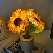 BESTonZON Sunflower LED Lamp, USB Rechargeable Flower Lamp, Bedroom Touch Lamp Desk LED Sunflower Lamp Night Kids Light, Artificial Sunflower Night Light for Bedroom, Living Room Decor