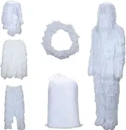 5 in 1 Ghillie Suit,3D Camouflage Hunting Apparel,Snow Ghillie Suit，Including for UN Bag Carry Hood, Suitable Pants,