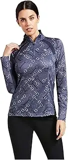 [ARIAT] Womens Sunstopper 2.0 1/4 Zip Baselayer - Char Bit