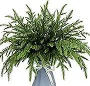 Sale Clearance 24 Pcs Christmas Norfolk Pine Branches, 39cm Artificial Christmas Norfolk Branches Artificial Greenery Pine Needle Branches Small Twig for Xmas DIY Making Garland Wreath Home Decor
