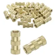 Knurled Insert Nuts, 30Pcs M4 x 14mm(L) x 6mm(OD) Thread Printing Brass Nuts