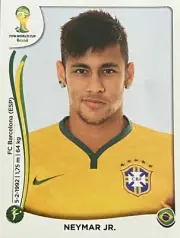 PANINI NEYMAR WORLD CUP 2014 ROOKIE STICKER BRAZIL PSG MINT