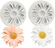 Thanksgiving Fondant Molds, Cake Mold, 2pcs Sunflower Pattern Fondant Cake Mould, Silicone Cake Decorative Molds for Chocolate Cupcake Topper Gummies
