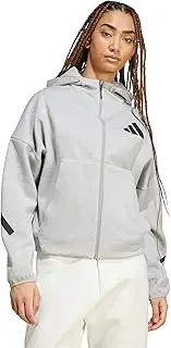 [adidas] Women's Z.n.e. Full-Zip Hoodie, Medium Grey Heather, X-Large
