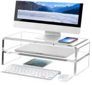 Clear Acrylic Monitor Stand Riser 2 Tier, 5.12 Inches High Clear Computer Desk