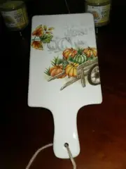 THANKSGIVING PUMPKIN BREAD CHEESE CUTTING BOARD TRAY 14" X 6.75" WAGON MAXCERA
