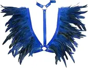 [BYDHSS] Women Body Harness Leather with Feather Punk Chest Cage Bra Top Rave Waist Gothic Halloween Photography Costume