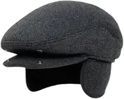 [Ardorion] Men's Peaked Cap with Fleece Lining and Ear Protection Flat Cap Winter Spring Autumn Lined Hat Flat Cap