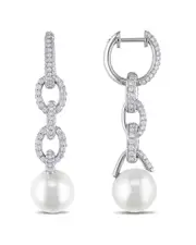 Rina Limor 14K 1.76 ct. tw. Diamond 10-10.5mm Pearl Huggie Earrings