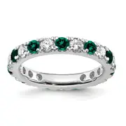 14k White Gold 1 1/5 Ct. Lab Grown Diamond VS/SI+ G+ and Lab Created Alexandrite Eternity Band Ring