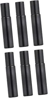 OFFIGAM 6pcs Refillable Black Glass Roller Bottles with Stainless Steel Balls for Essential Oils Perfumes and Eye Cream Travel Friendly Dispensers for Home Go