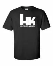 Heckler and Koch White Logo T-Shirt 2nd Amendment Pro Gun Firearms Rifle Pistol
