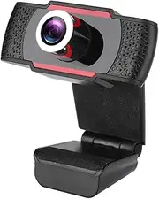Computer Webcam, HD 1080P USB2.0 Camera, Drive- Camera for Video Call Voice Conference Webcam Computer Accessories (Black+Red)