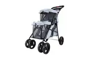 Ibiyaya Double Decker Dog Cat Bus Pet Pram, Silver Grey