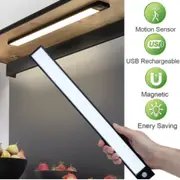 Rechargeable LED Motion Sensor Under Closet Light Magnetic Dimmable Lamp Black
