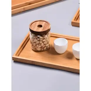 日式手提楠竹木托盤實木杯盤長方形竹盤木盤子木質托盤茶盤燒烤盤