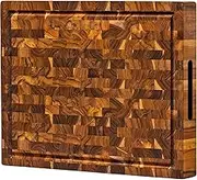 End Grain Butcher Block Chopping Board [3.8 cm Thick]. Made of Teak Wood and Conditioned with Beeswax, Flaxseed Oil & Lemon Oil. 51 x 36 cm Chopping Board by Ziruma
