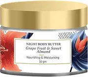 Mirah Belle Organic Grapefruit - Sweet Almond Night Body Butter - Natural, Vegan and Cruelty Free - Paraben Free - 50gm